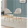 Best Quality Furniture Set of 2 Counterheight Chairs in Cream Velvet