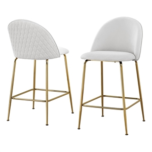 Best Quality Furniture Set of 2 Counterheight Chairs in White Faux Leather