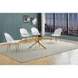 Best Quality Furniture 5pc Glass Dining Set with White Faux Leather Chairs
