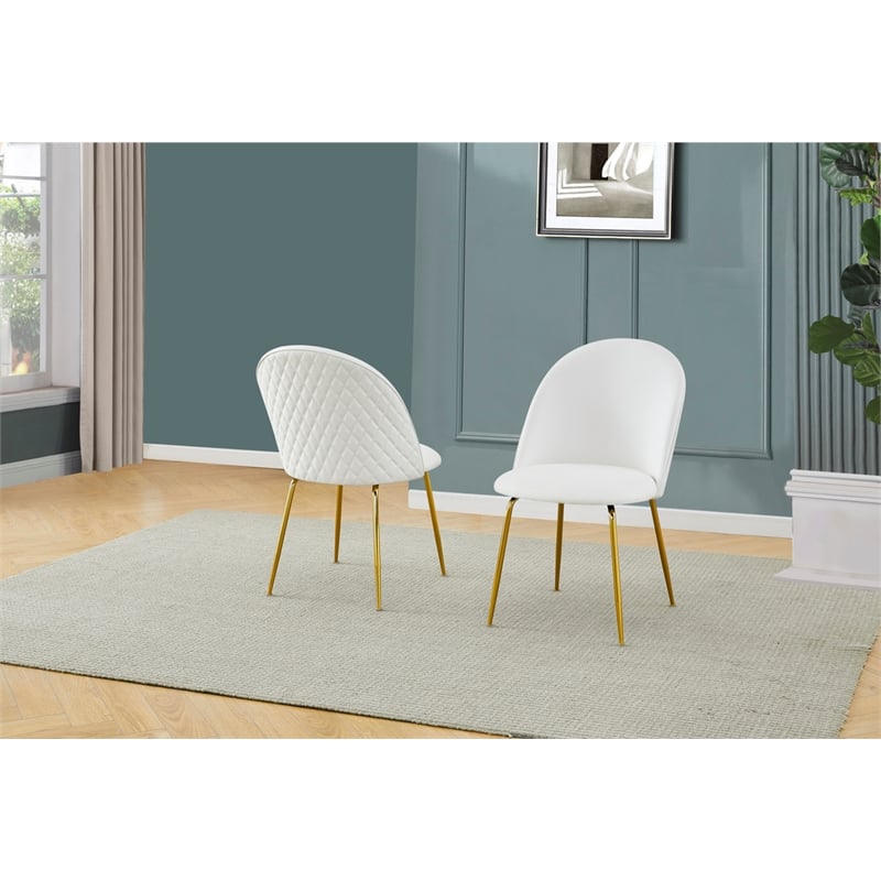 Best Quality Furniture 5pc Glass Dining Set with White Faux Leather Chairs