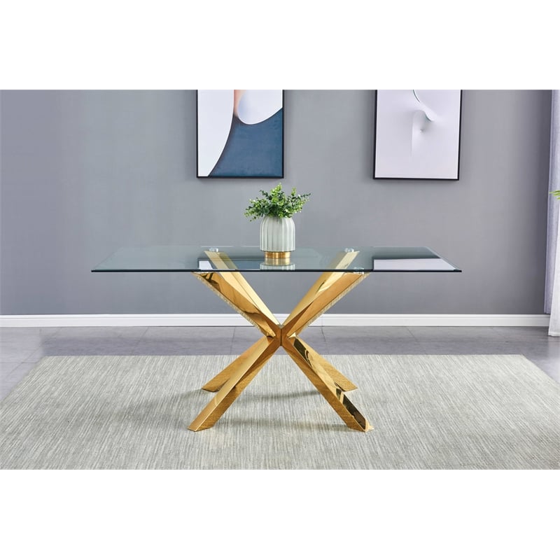 Best Quality Furniture 5pc Glass Dining Set with White Faux Leather Chairs