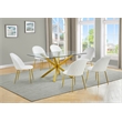 Best Quality Furniture 7pc Glass Dining Set with White Faux Leather Chairs