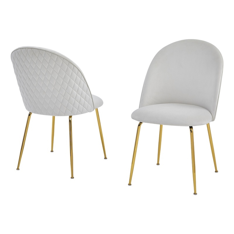 Best Quality Furniture Set of 2 Dining Side Chairs in Cream Velvet