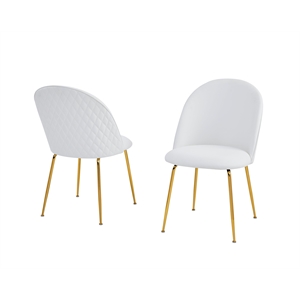 Best Quality Furniture Set of 2 Dining Side Chairs in White Faux Leather