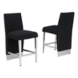 Best Quality Furniture Set of 2 Barstools in Black Boucle Fabric