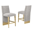 Best Quality Furniture Set of 2 Barstools in Rich Gray Boucle Fabric