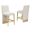 Best Quality Furniture Set of 2 Barstools in Cream Boucle Fabric