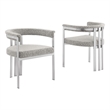 Best Quality Furniture Set of 2 Dining Side Chairs in Rich Gray Boucle Fabric