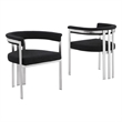 Best Quality Furniture Set of 2 Dining Side Chairs in Black Boucle Fabric