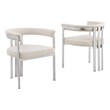 Best Quality Furniture Set of 2 Dining Side Chairs in Cream Boucle Fabric