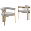 Best Quality Furniture Set of 2 Dining Side Chairs in Rich Gray Boucle Fabric