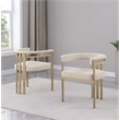 Best Quality Furniture Set of 2 Dining Side Chairs in Cream Boucle Fabric