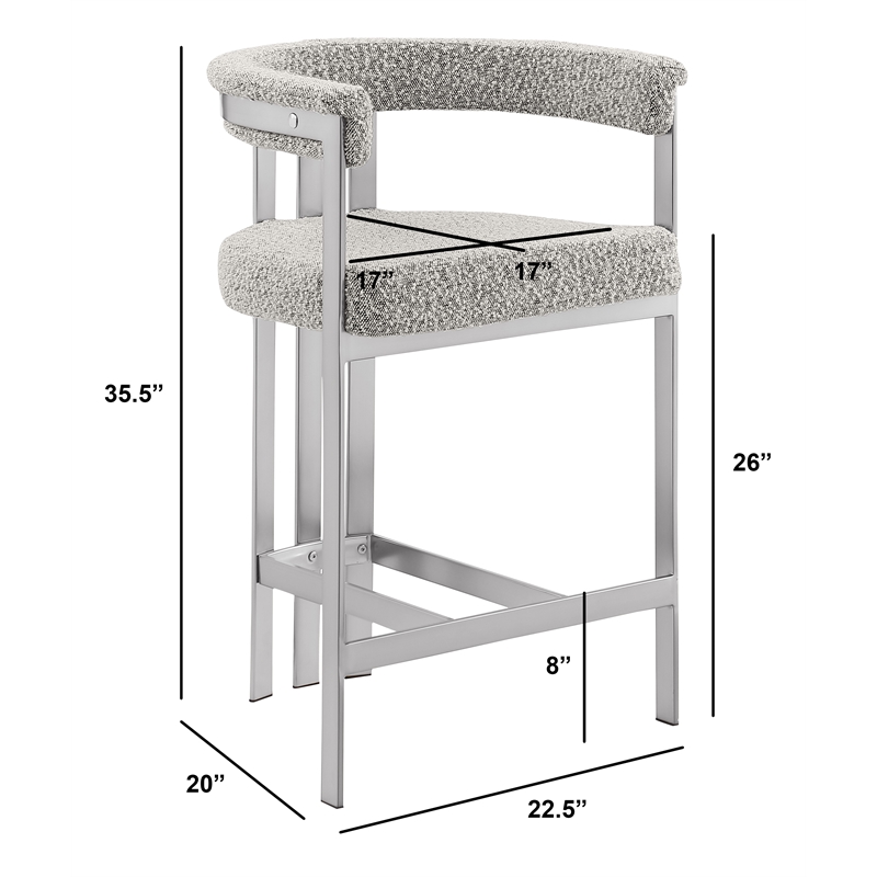 Best Quality Furniture Set of 2 Counterheight Chairs in Rich Gray Boucle Fabric