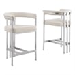 Best Quality Furniture Set of 2 Counterheight Chairs in Cream Boucle Fabric