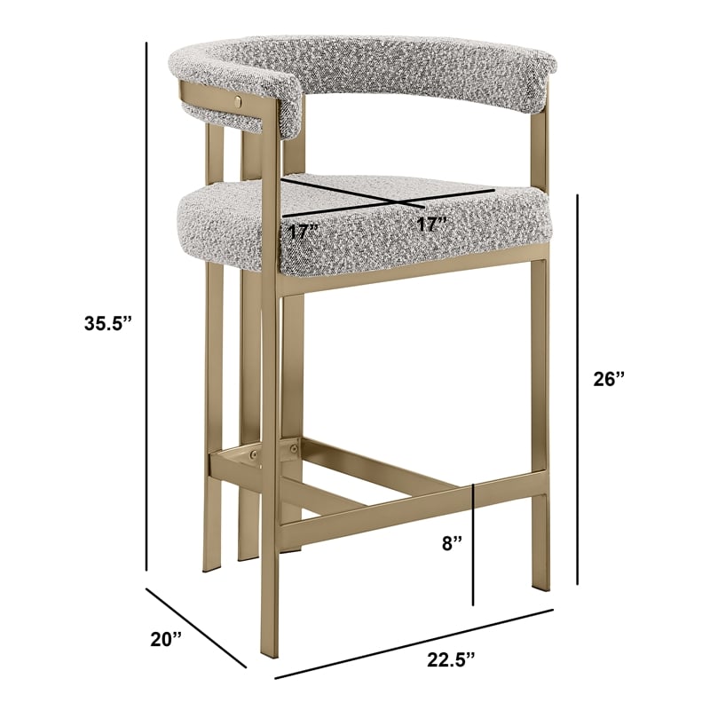 Best Quality Furniture Set of 2 Counterheight Chairs in Rich Gray Boucle Fabric