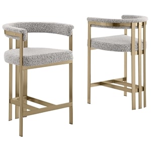 Best Quality Furniture Set of 2 Counterheight Chairs in Rich Gray Boucle Fabric