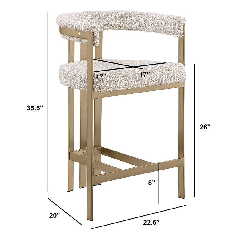 Best Quality Furniture Set of 2 Counterheight Chairs in Cream Boucle Fabric