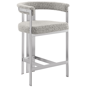 Best Quality Furniture Single 29&quot Barstool in Rich Gray Boucle Fabric