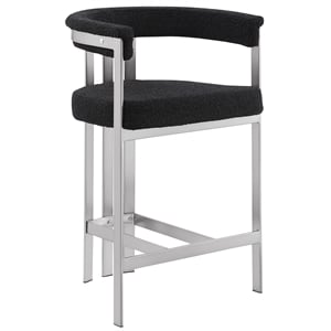 Best Quality Furniture Single 29&quot Barstool in Black Boucle Fabric