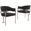 Best Quality Furniture Set of 2 Dining Side Chairs in Black Boucle Fabric
