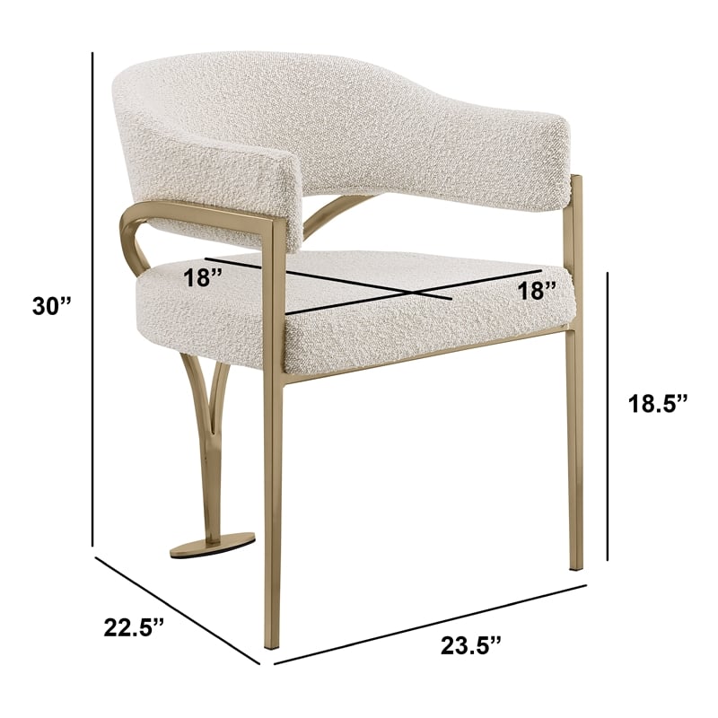 Best Quality Furniture Set of 2 Dining Side Chairs in Cream Boucle Fabric