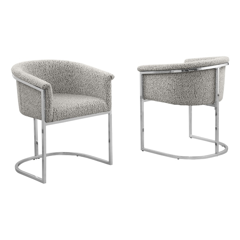 Best Quality Furniture Set of 2 Dining Side Chairs in Rich Gray Boucle Fabric