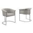 Best Quality Furniture Set of 2 Dining Side Chairs in Rich Gray Boucle Fabric