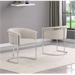 Best Quality Furniture Set of 2 Dining Side Chairs in Cream Boucle Fabric