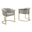 Best Quality Furniture Set of 2 Dining Side Chairs in Rich Gray Boucle Fabric