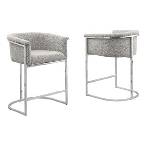 Best Quality Furniture Set of 2 Counterheight Chairs in Rich Gray Boucle Fabric