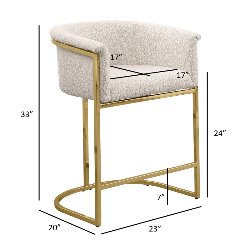 Best Quality Furniture Set of 2 Counterheight Chairs in Cream Boucle Fabric