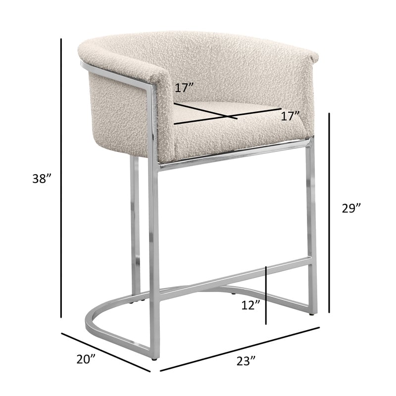 Best Quality Furniture Set of 2 Barstools in Cream Boucle Fabric