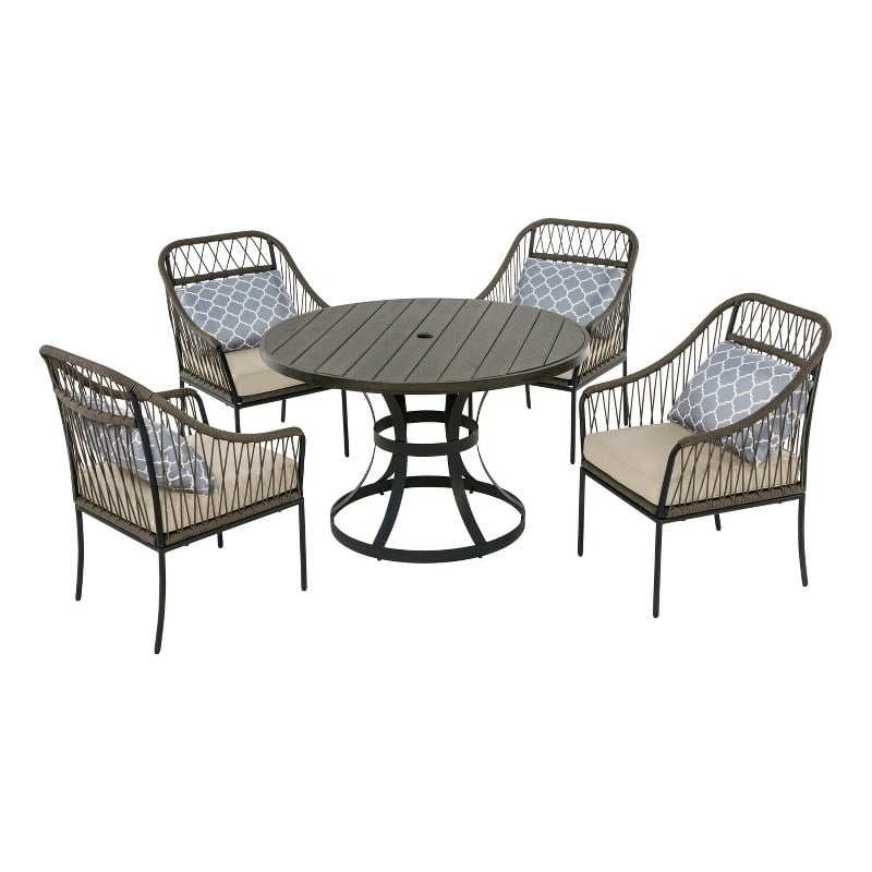 Best Quality Furniture 5 Piece Outdoor Patio Set in Gray Steel Metal