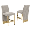 Best Quality Furniture Set of 2 Barstools in Gray Boucle Fabric