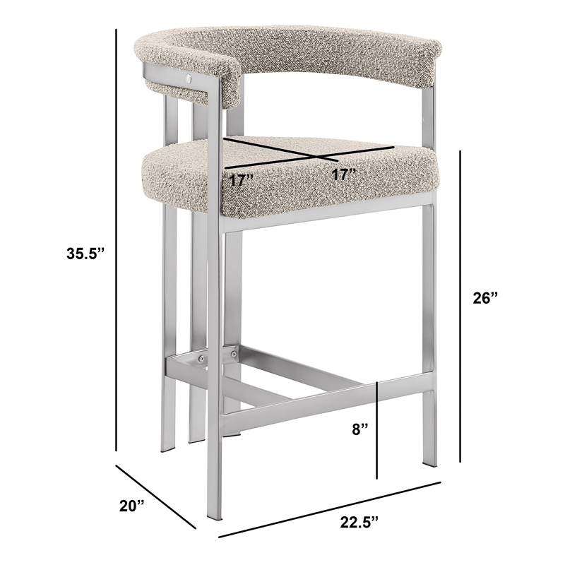 Best Quality Furniture Set of 2 Counterheight Chairs in Gray Boucle Fabric