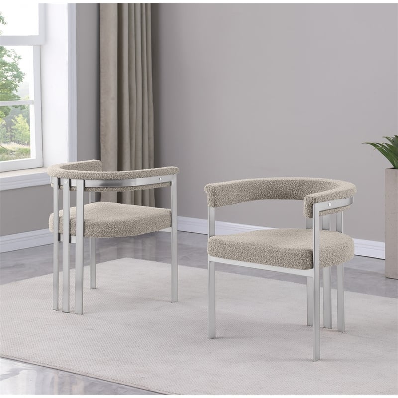 Best Quality Furniture Set of 2 Dining Side Chairs in Gray Boucle Fabric