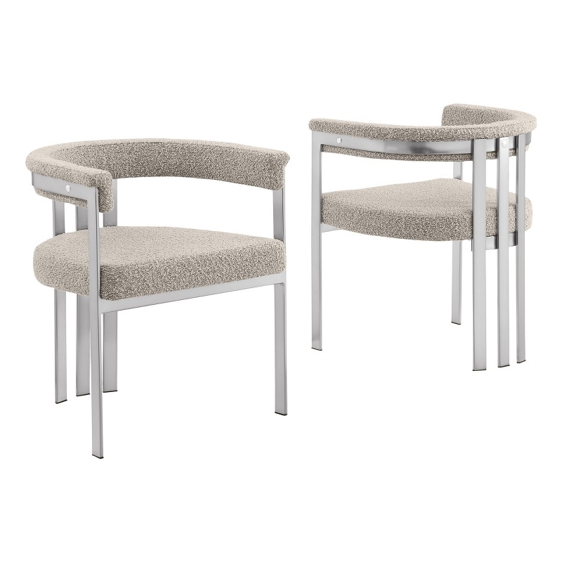 Best Quality Furniture Set of 2 Dining Side Chairs in Gray Boucle Fabric