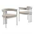 Best Quality Furniture Set of 2 Dining Side Chairs in Gray Boucle Fabric