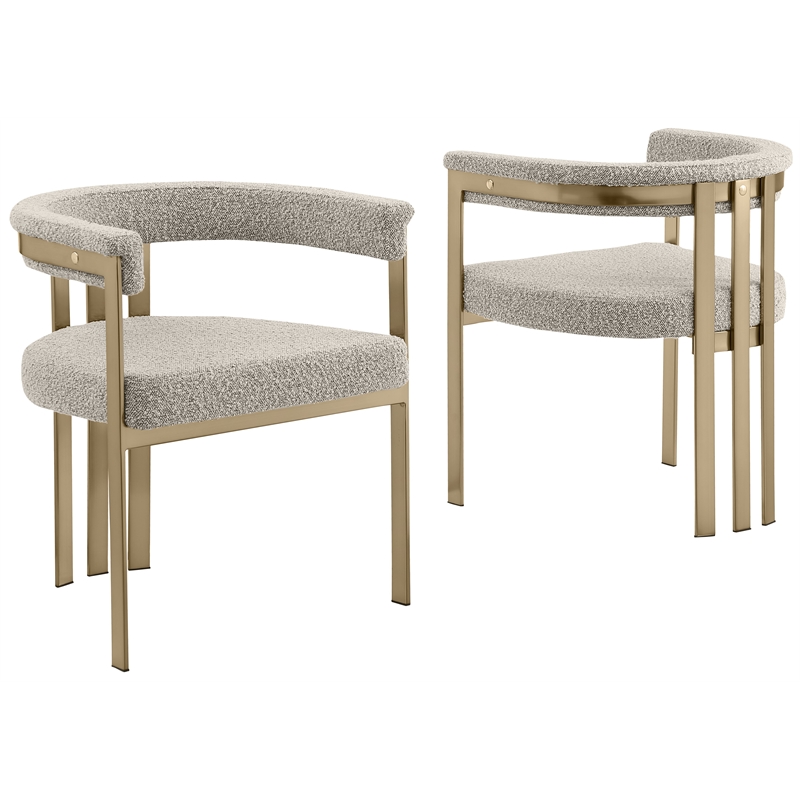 Best Quality Furniture Set of 2 Dining Side Chairs in Gray Boucle Fabric