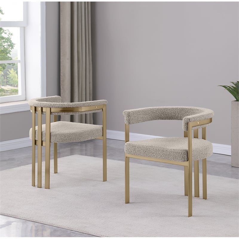 Best Quality Furniture Set of 2 Dining Side Chairs in Gray Boucle Fabric
