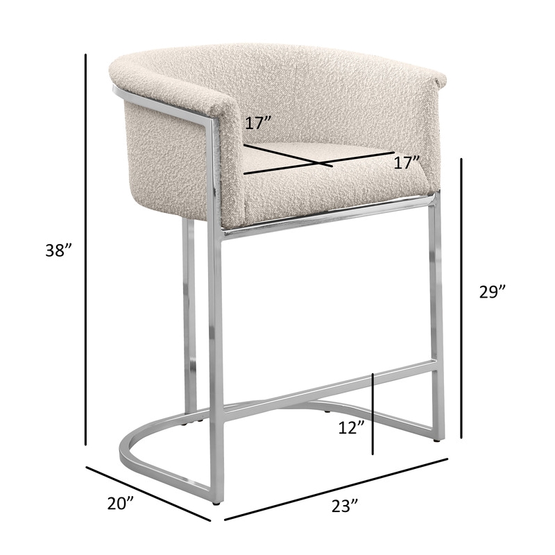 Best Quality Furniture Set of 2 Barstools in Gray Boucle Fabric