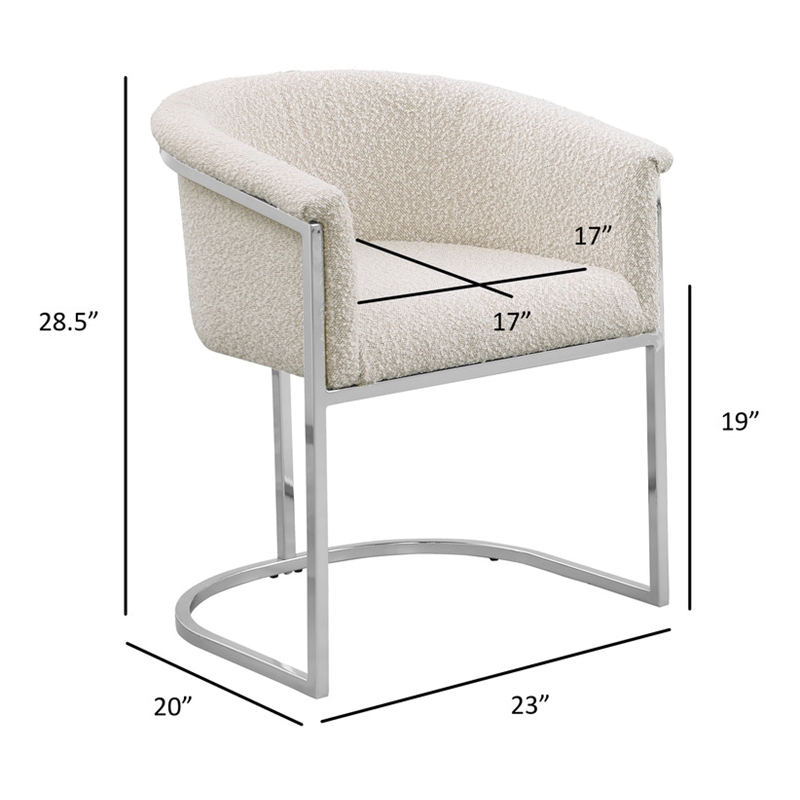 Best Quality Furniture Set of 2 Dining Side Chairs in Gray Boucle Fabric