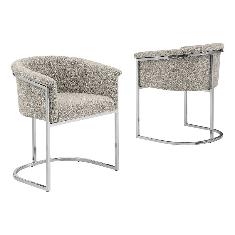 Best Quality Furniture Set of 2 Dining Side Chairs in Gray Boucle Fabric