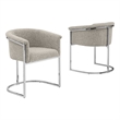 Best Quality Furniture Set of 2 Dining Side Chairs in Gray Boucle Fabric