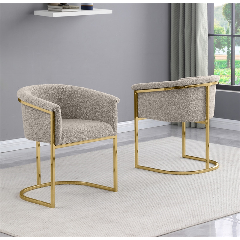 Best Quality Furniture Set of 2 Dining Side Chairs in Gray Boucle Fabric