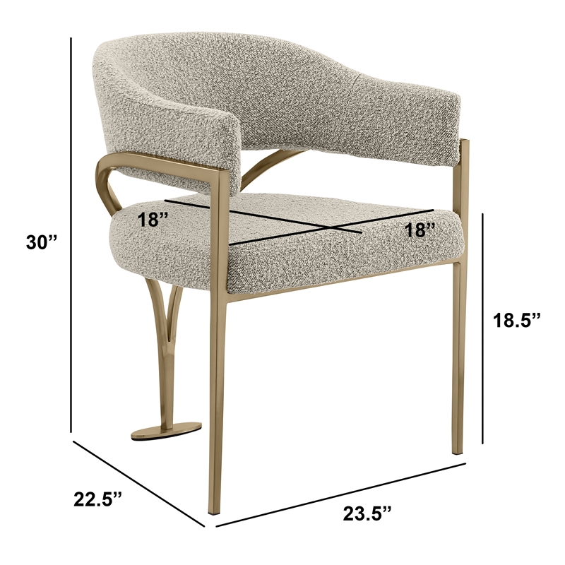 Best Quality Furniture Set of 2 Dining Side Chairs in Gray Boucle Fabric