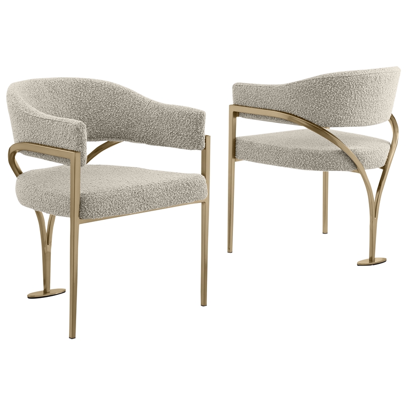 Best Quality Furniture Set of 2 Dining Side Chairs in Gray Boucle Fabric