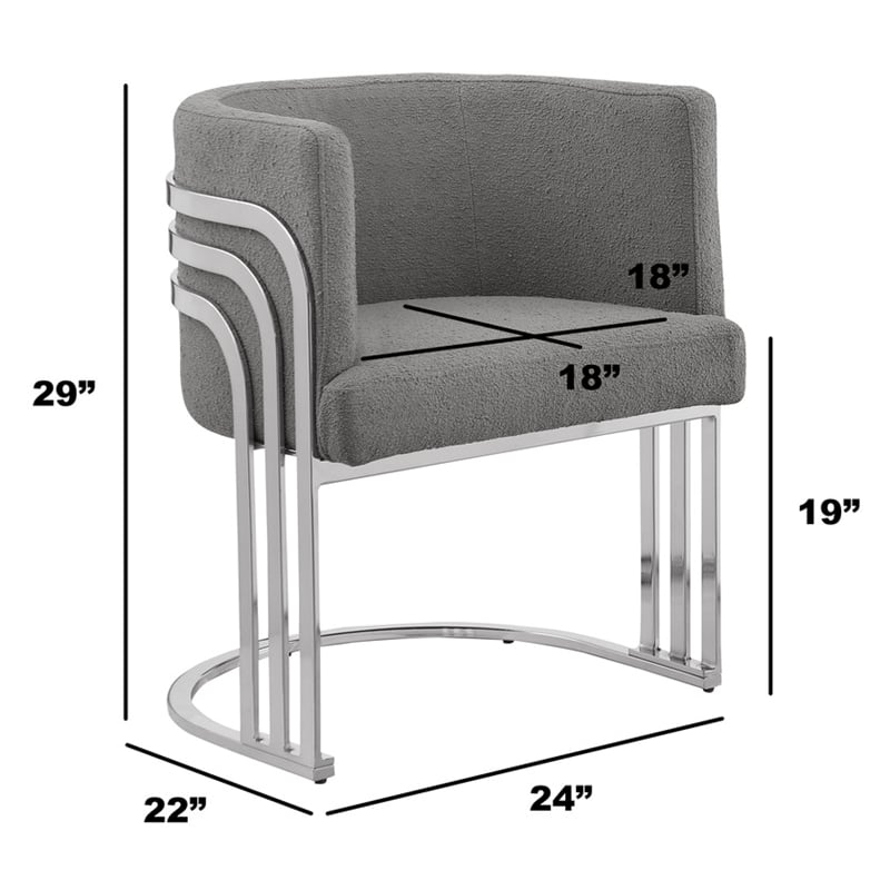 Best Quality Furniture Gray Teddy Fabric Side Chairs with Chrome