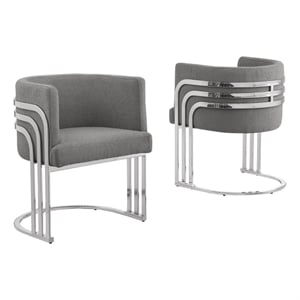 Best Quality Furniture Gray Teddy Fabric Side Chairs with Chrome