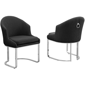 Best Quality Furniture Sled Side Chair with Black Teddy Fabric and Pleated Back